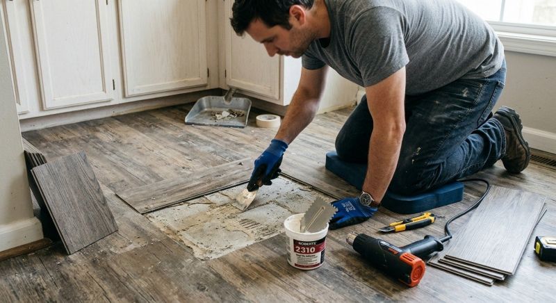 Linoleum Tile Repair detail