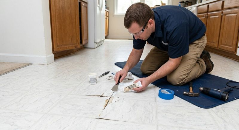 Linoleum Tile Repair detail